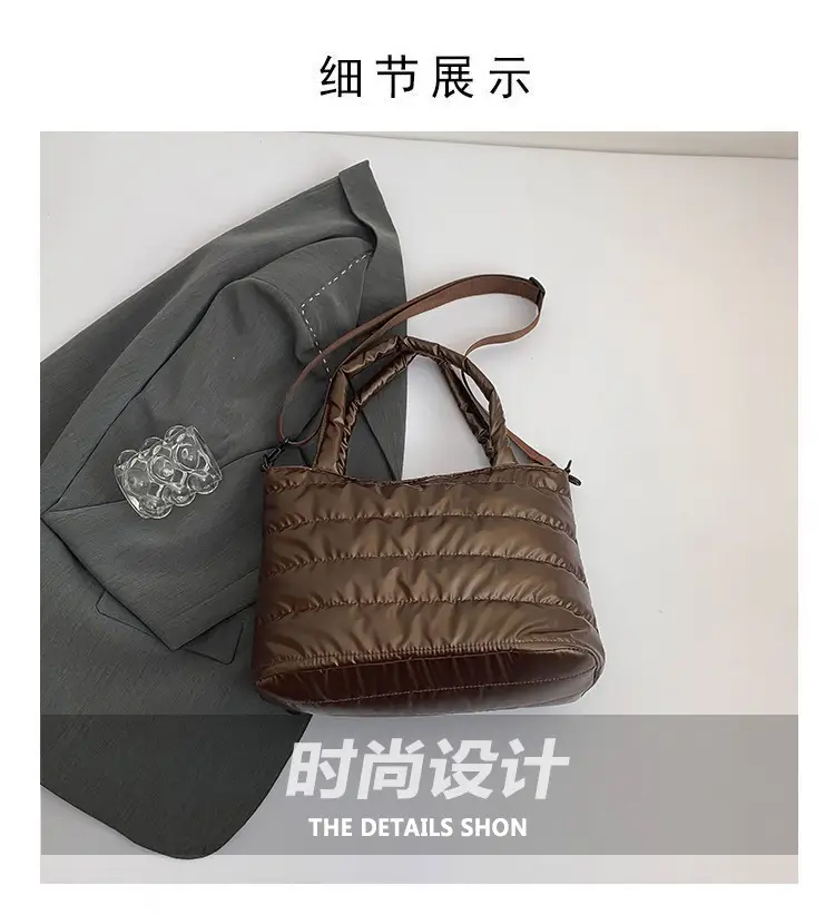 Women Cotton Padded Shoulder Bag 2024 Winter Embroidered — feature 3