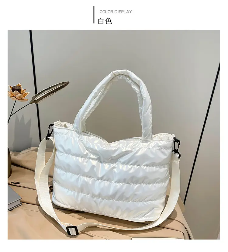 Women Cotton Padded Shoulder Bag 2024 Winter Embroidered — feature 30