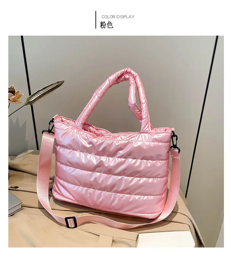 Women Cotton Padded Shoulder Bag 2024 Winter Embroidered — feature 32