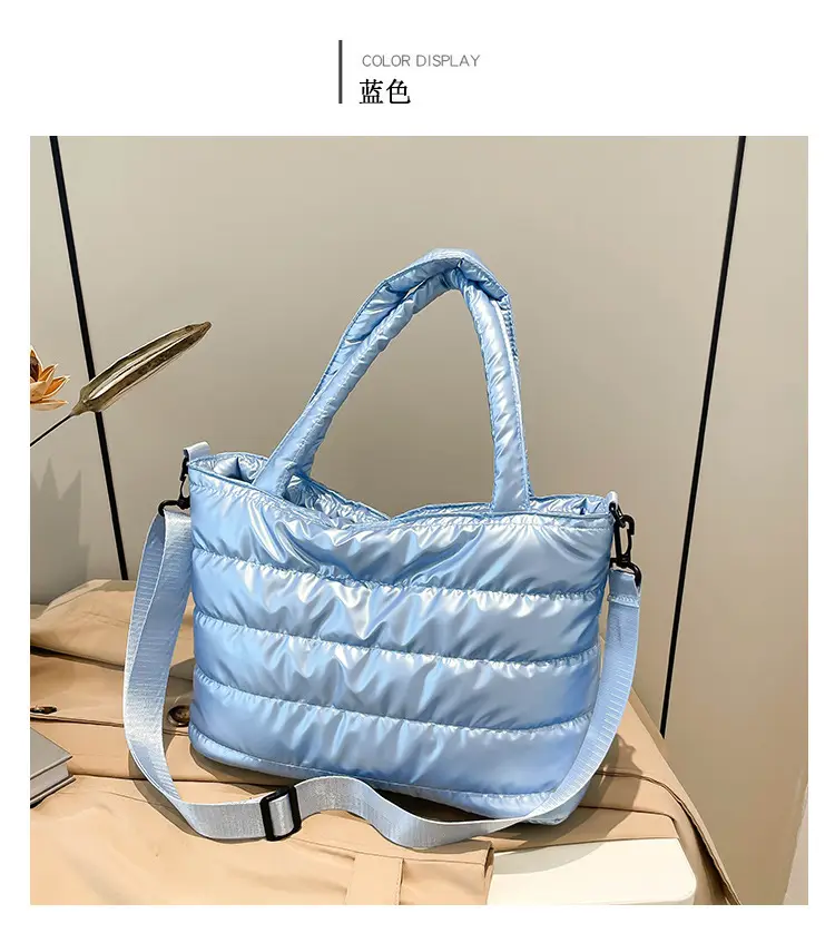 Women Cotton Padded Shoulder Bag 2024 Winter Embroidered — feature 34
