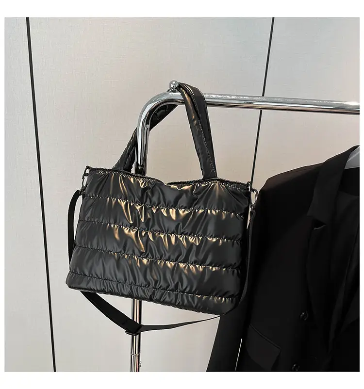 Women Cotton Padded Shoulder Bag 2024 Winter Embroidered — feature 36