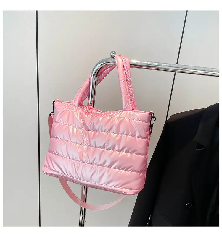 Women Cotton Padded Shoulder Bag 2024 Winter Embroidered — feature 37
