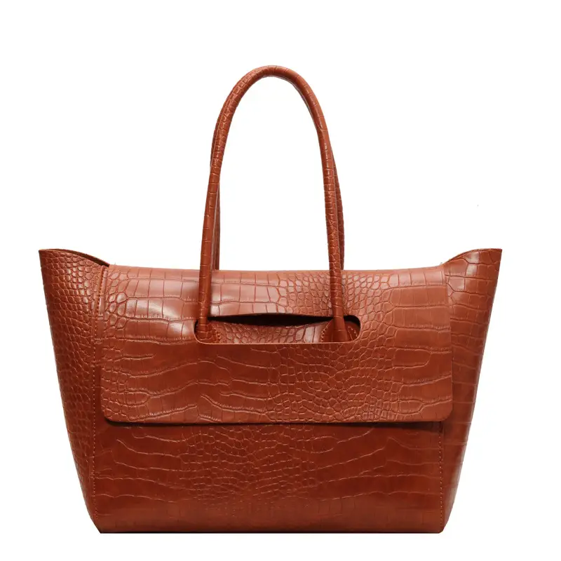 Women Croc Tote Bag Black Large Capacity - Image 8