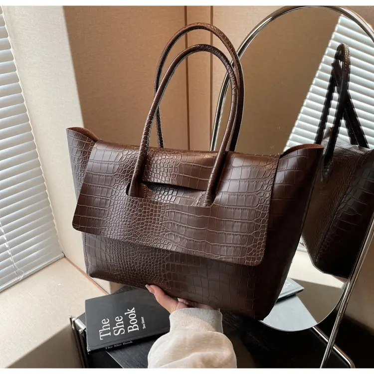 Women Croc Tote Bag Black Large Capacity — feature 8
