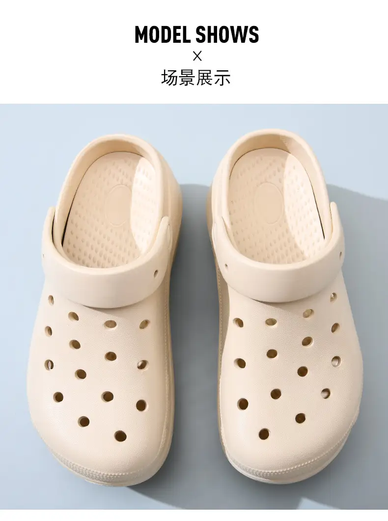 Croc Shoes Women's Summer Outer Wear Breathable Thick-Soled Slippers Beach Slippers Eva Non-Stinky Feet Wear-Resistant Toe-Toe Slippers — feature 12