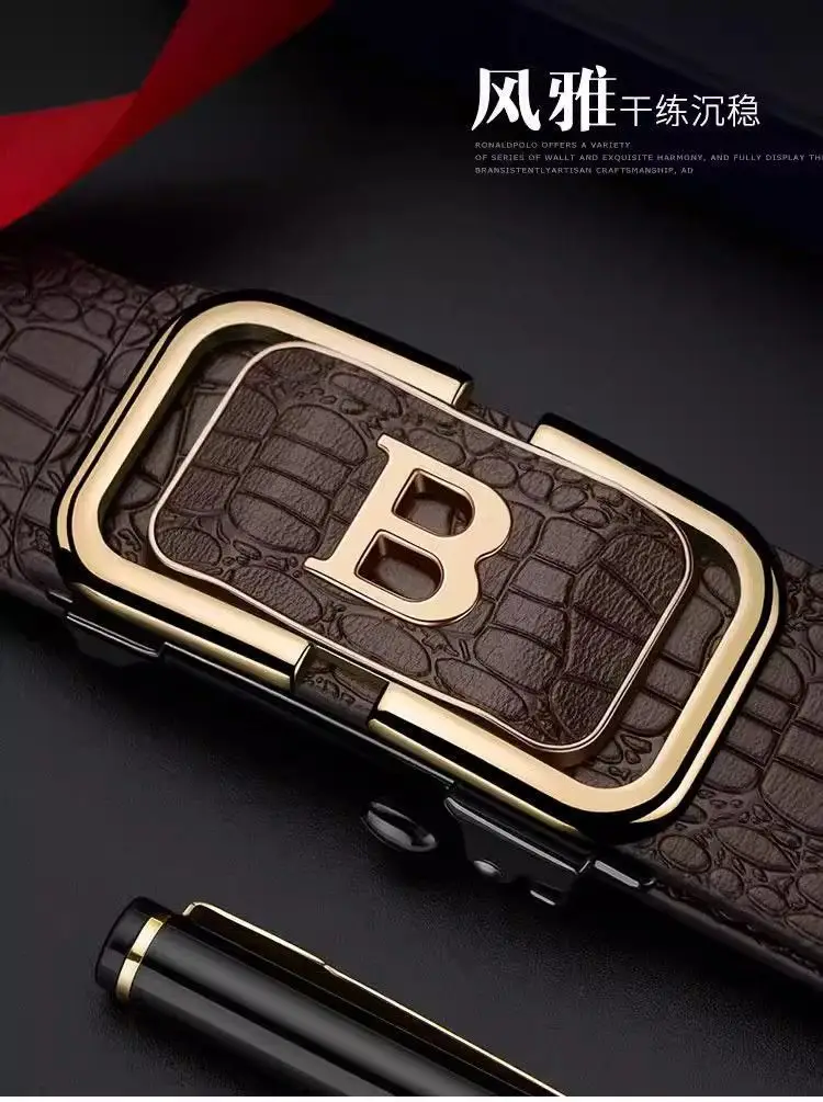 Business Men's Crocodile Belt with Toothless Buckle 2024 — feature 4