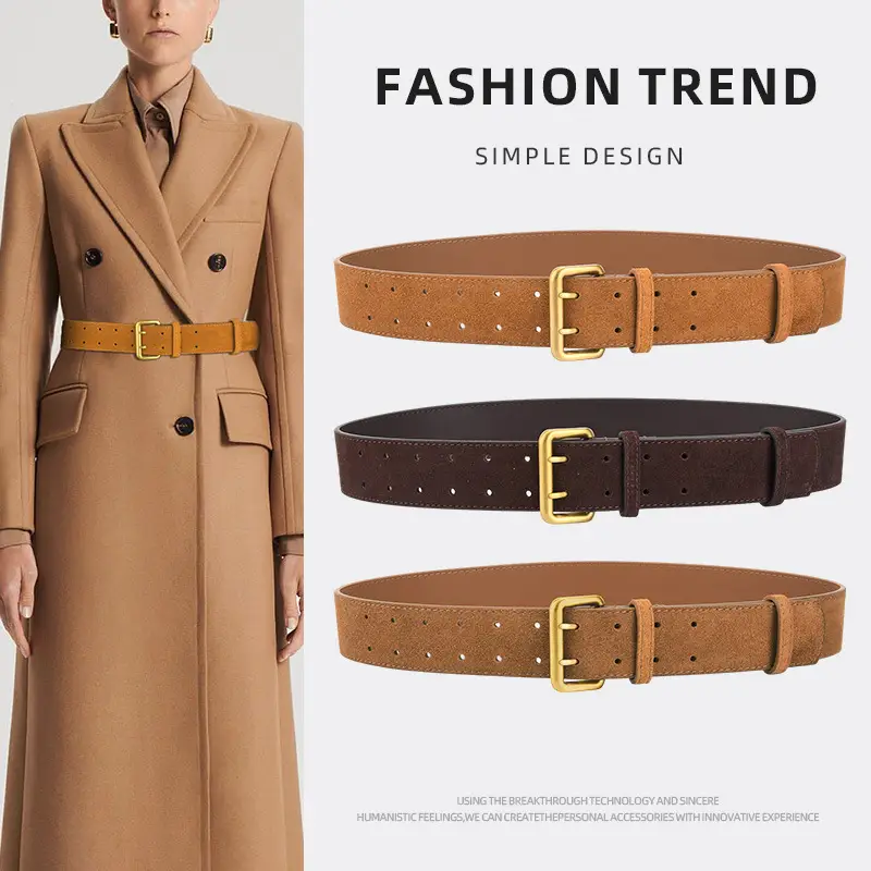 Double Breasted Frosted Belt for Ladies All Match Coat Suit