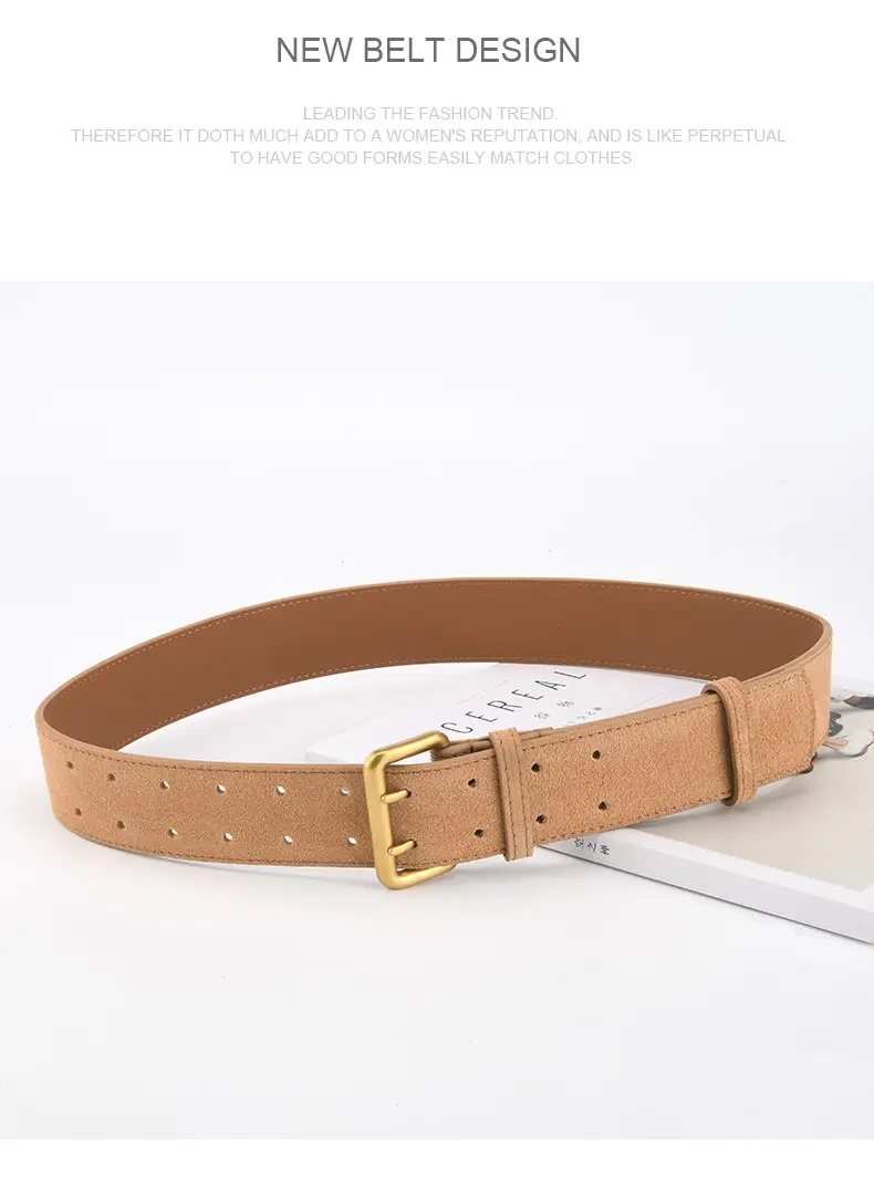 Double Breasted Frosted Belt for Ladies All Match Coat Suit — feature 14