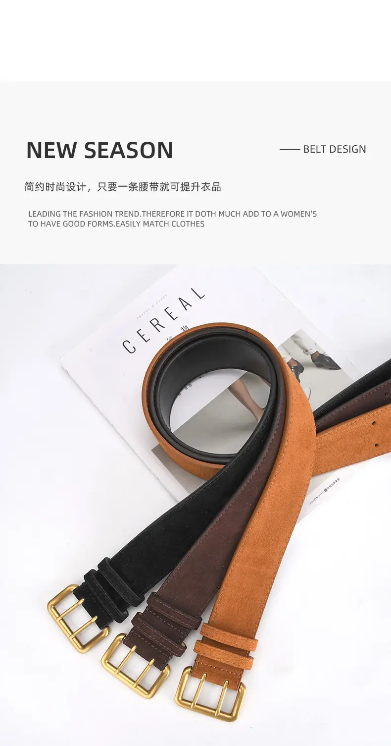 Double Breasted Frosted Belt for Ladies All Match Coat Suit — feature 4