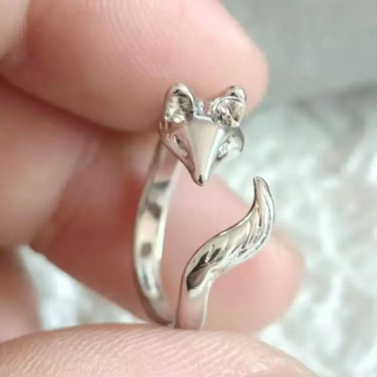 Cross-border Ins Fox Open Ring Light Luxury Simple All-match Thai Silver Ring Women's New Niche Food Ring Personalized - Image 4
