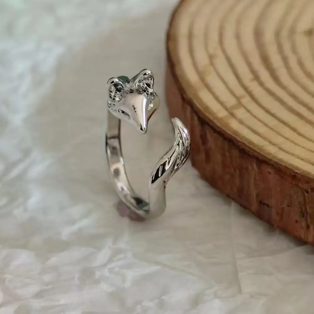 Cross-border Ins Fox Open Ring Light Luxury Simple All-match Thai Silver Ring Women's New Niche Food Ring Personalized - Image 5