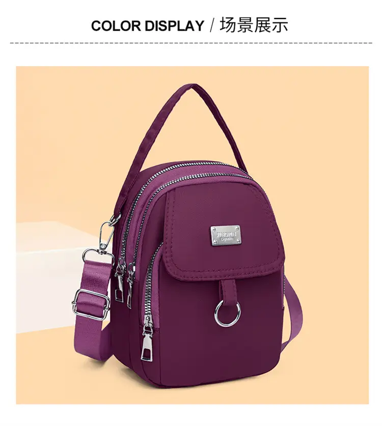 Purple Nylon Crossbody Bag for Women Mobile Phone Accessory — feature 16
