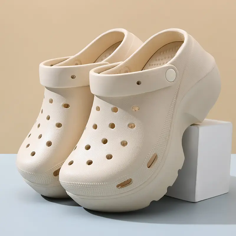 Thick-soled hole shoes women's summer outdoor breathable non-slip toe-covered high-rise EVA all-match platform bottom wear-resistant slippers - Image 5