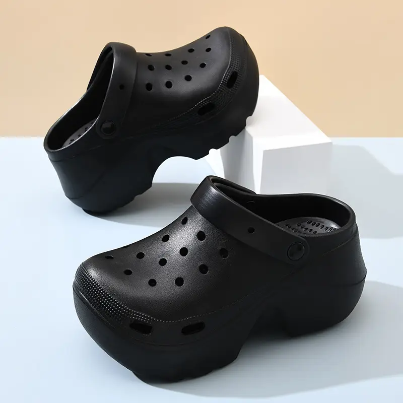 Thick-soled hole shoes women's summer outdoor breathable non-slip toe-covered high-rise EVA all-match platform bottom wear-resistant slippers - Image 6