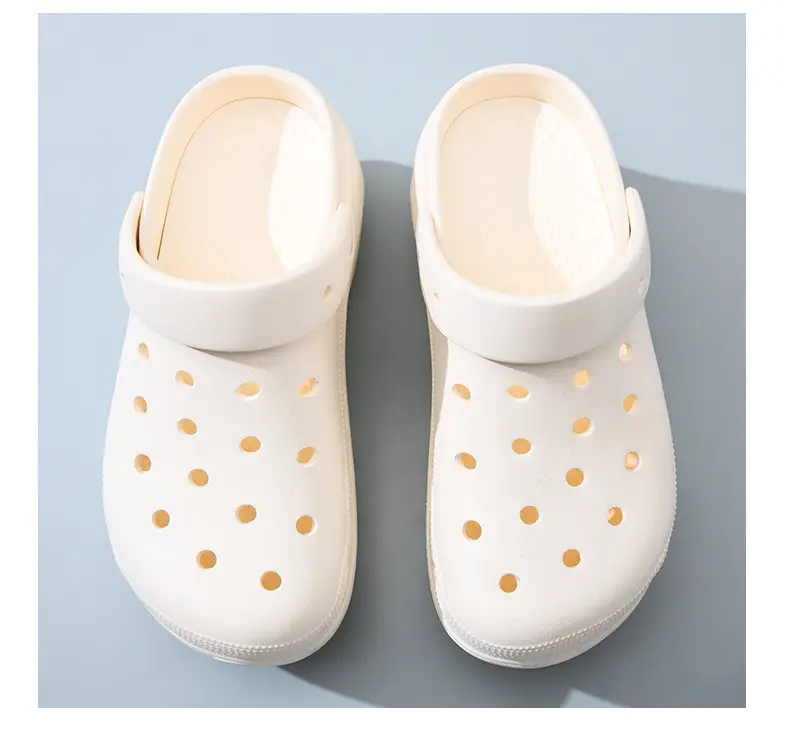 Thick-soled hole shoes women's summer outdoor breathable non-slip toe-covered high-rise EVA all-match platform bottom wear-resistant slippers — feature 10