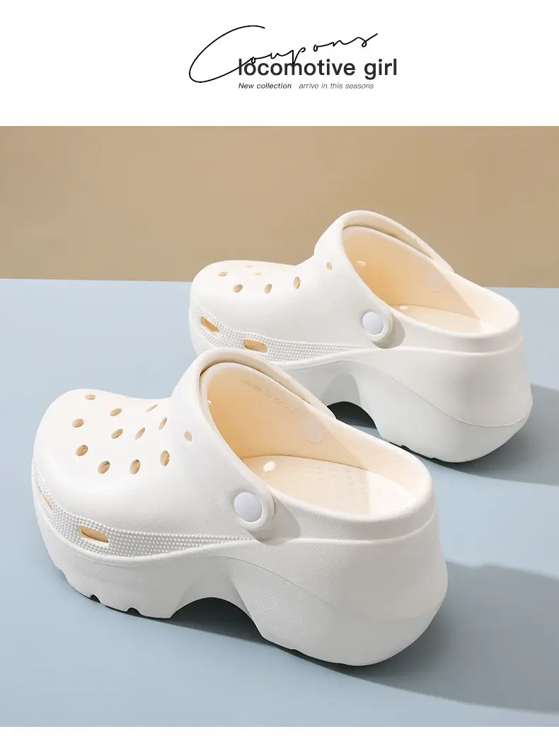 Thick-soled hole shoes women's summer outdoor breathable non-slip toe-covered high-rise EVA all-match platform bottom wear-resistant slippers — feature 12