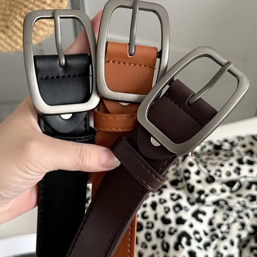 BF Square Buckle Belt for Men Women Brown Black — feature 11