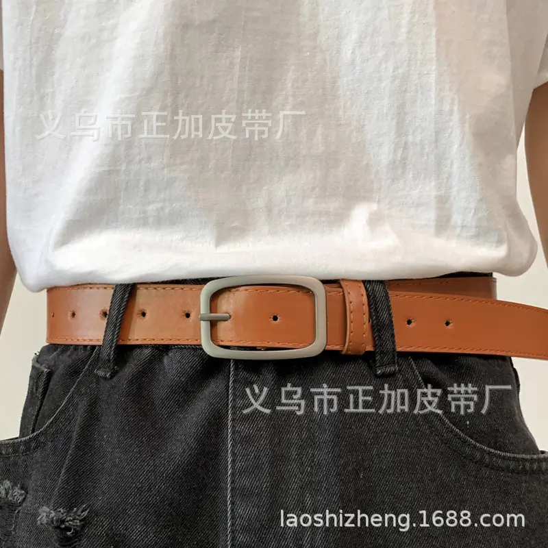 BF Square Buckle Belt for Men Women Brown Black — feature 4