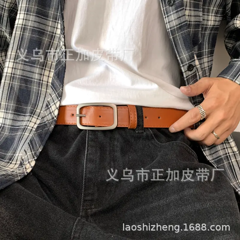BF Square Buckle Belt for Men Women Brown Black - Image 3