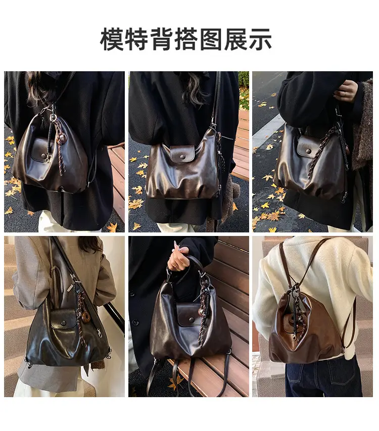 Black Leather Shoulder Tote Bag for Women 2024 Winter Commute — feature 6