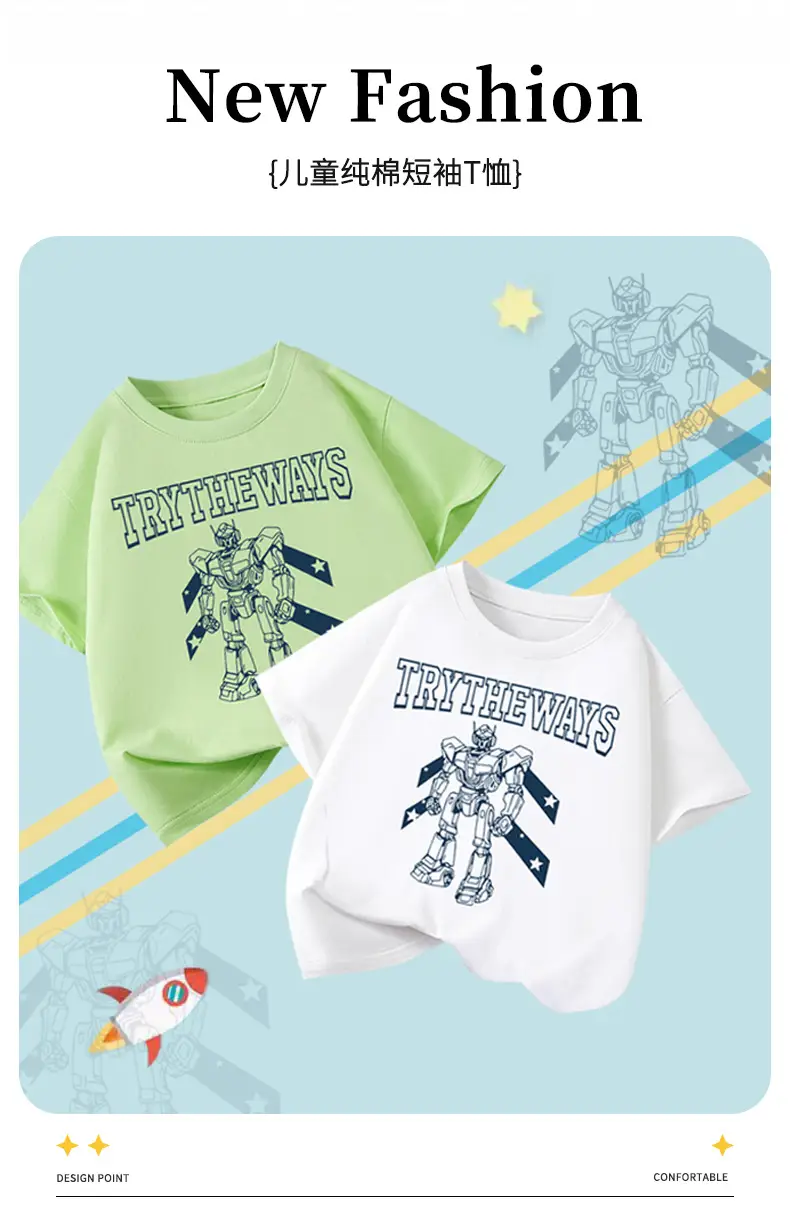Boys Cotton T-Shirt Summer 2026 Kids Cartoon Top — feature 1
