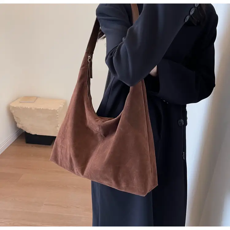 Women Suede Shoulder Bag Brown Large Capacity — feature 10