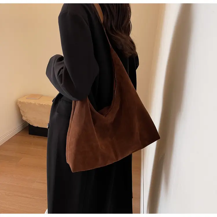 Women Suede Shoulder Bag Brown Large Capacity — feature 11