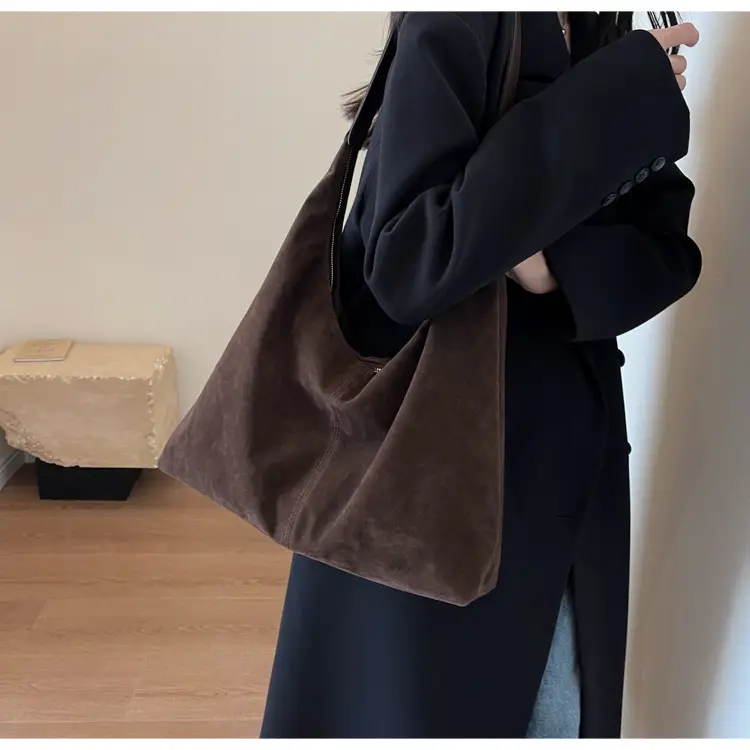 Women Suede Shoulder Bag Brown Large Capacity — feature 15