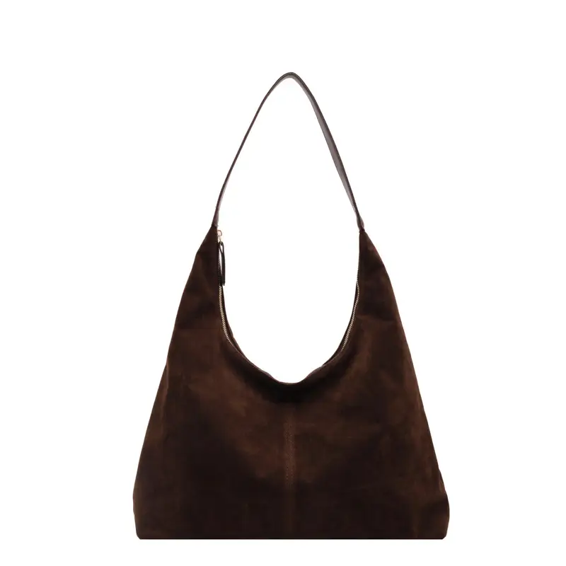Women Suede Shoulder Bag Brown Large Capacity