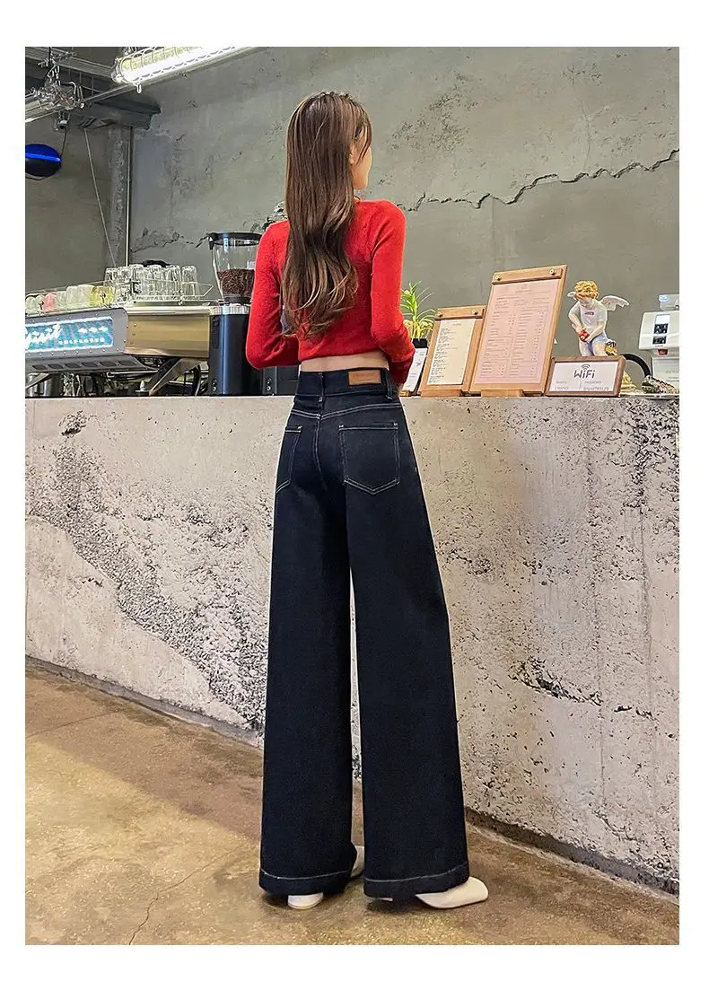 Dark Blue Wide Leg Jeans Women Autumn Winter 2024 — feature 15