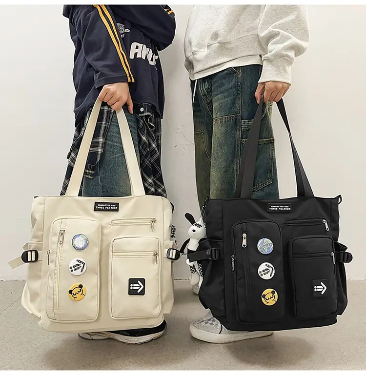 Men's Art Print Messenger Bag Cream White — feature 18