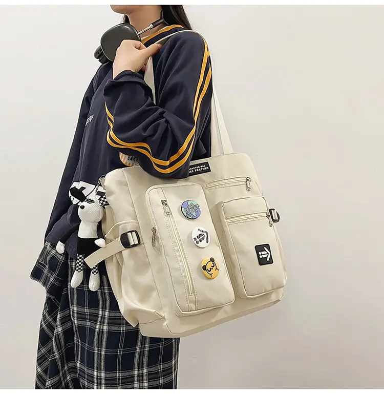 Men's Art Print Messenger Bag Cream White — feature 21