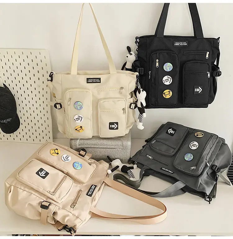 Men's Art Print Messenger Bag Cream White — feature 36
