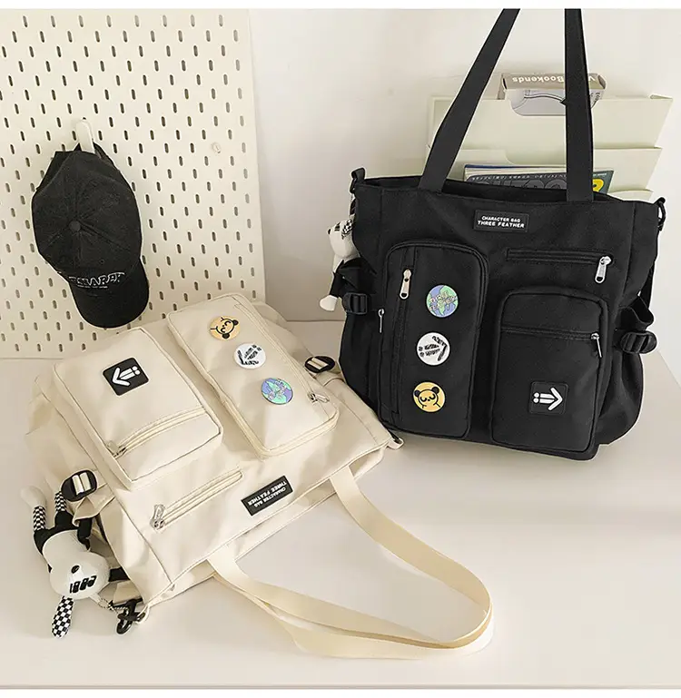 Men's Art Print Messenger Bag Cream White — feature 37
