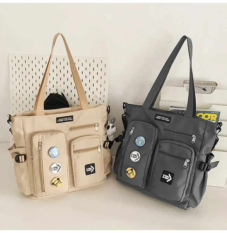 Men's Art Print Messenger Bag Cream White — feature 38