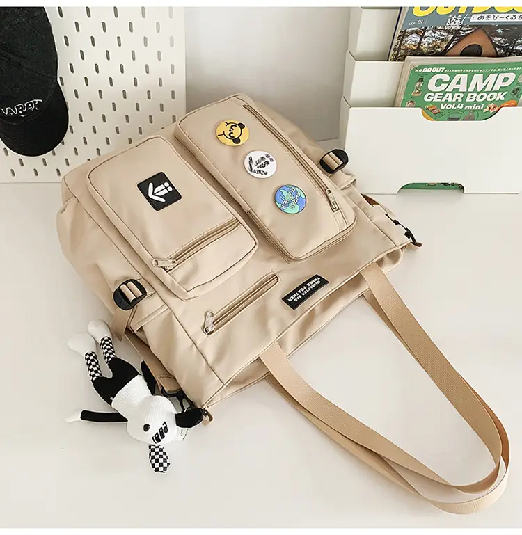 Men's Art Print Messenger Bag Cream White — feature 39