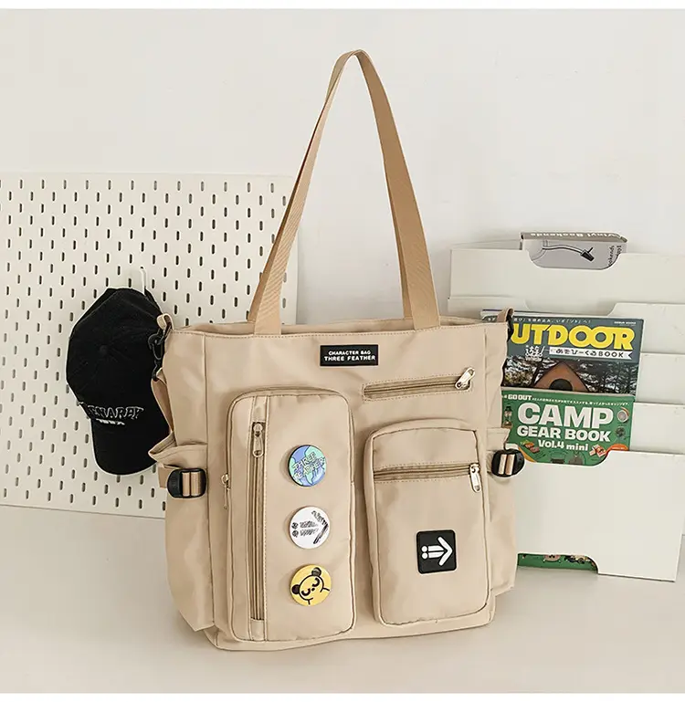 Men's Art Print Messenger Bag Cream White — feature 40