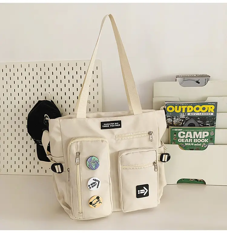 Men's Art Print Messenger Bag Cream White — feature 46