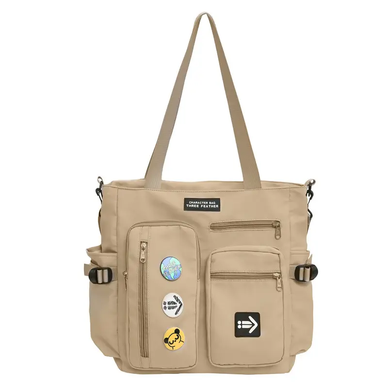 Men's Art Print Messenger Bag Cream White - Image 4