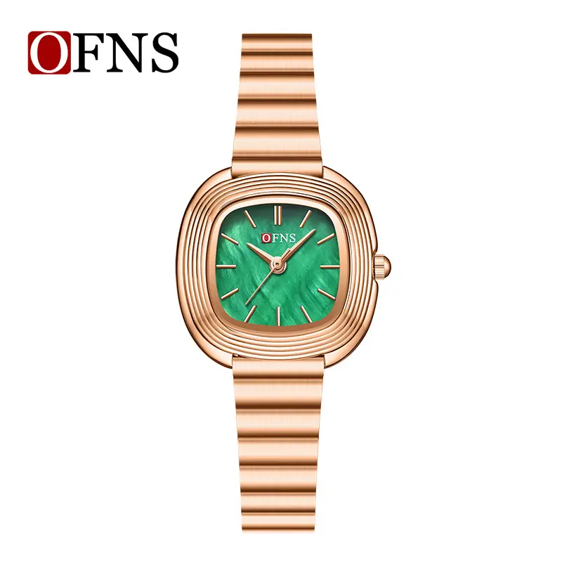 O'FNS Brown Leather Watch with Rose Gold Dial - Image 3
