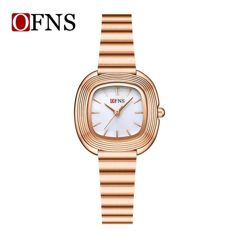O'FNS Brown Leather Watch with Rose Gold Dial - Image 4