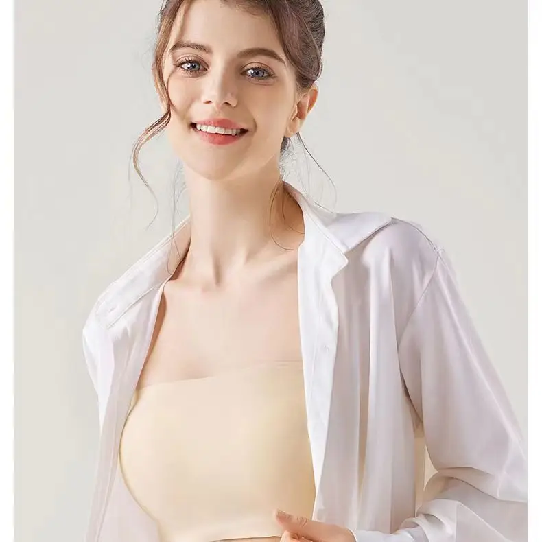 Special for Dancing Students Strapless Chest Wrapping Anti-slip Anti-slip Gathering Traceless Summer Thin Beautiful Back Tube-length Underwear for Women — feature 16