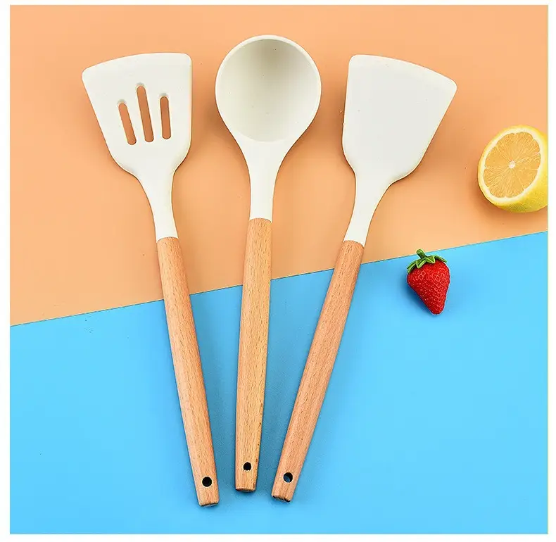 Silicone Kitchen Tools Set with Wooden Handles — feature 13