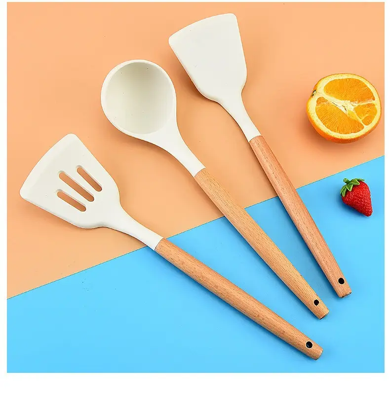 Silicone Kitchen Tools Set with Wooden Handles — feature 14