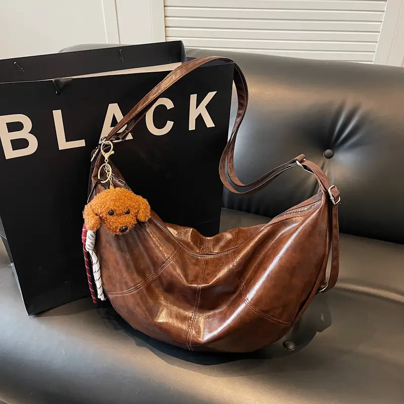 Vintage Brown Women's Shoulder Bag 2024 New Autumn Winter Commute