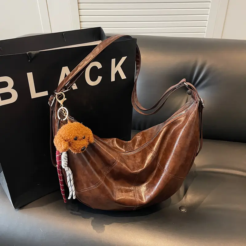 Vintage Brown Women's Shoulder Bag 2024 New Autumn Winter Commute