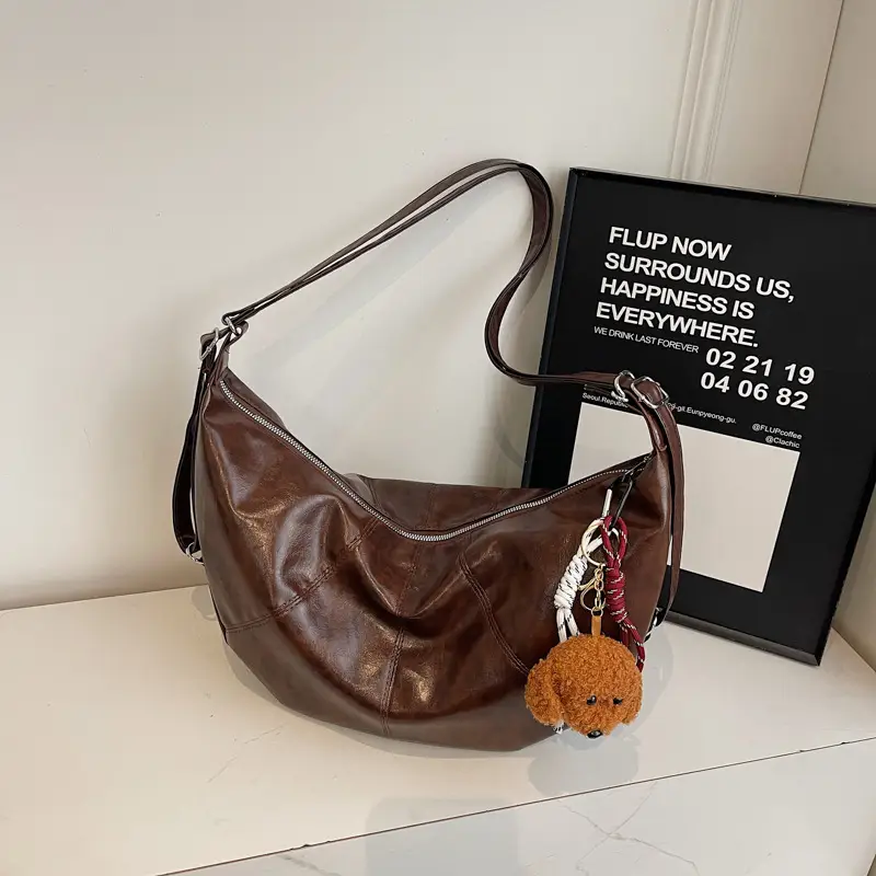 Vintage Brown Women's Shoulder Bag 2024 New Autumn Winter Commute