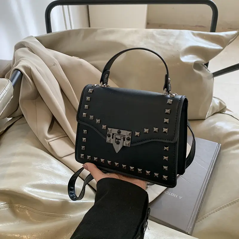 Korean Style Rivet Shoulder Bag Brown 2024 - Image 6