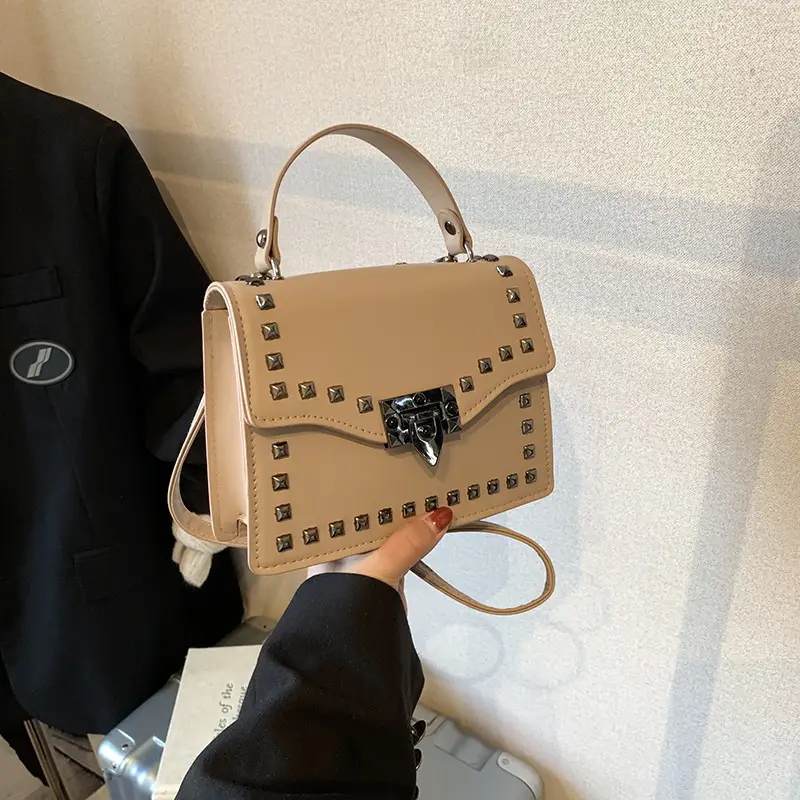 Korean Style Rivet Shoulder Bag Brown 2024 - Image 8