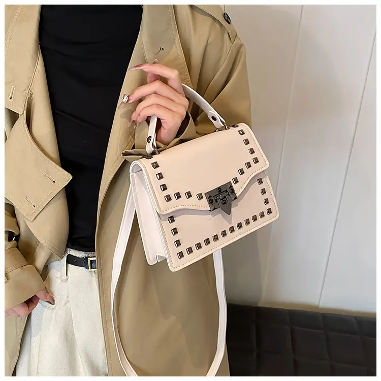 Korean Style Rivet Shoulder Bag Brown 2024 — feature 18